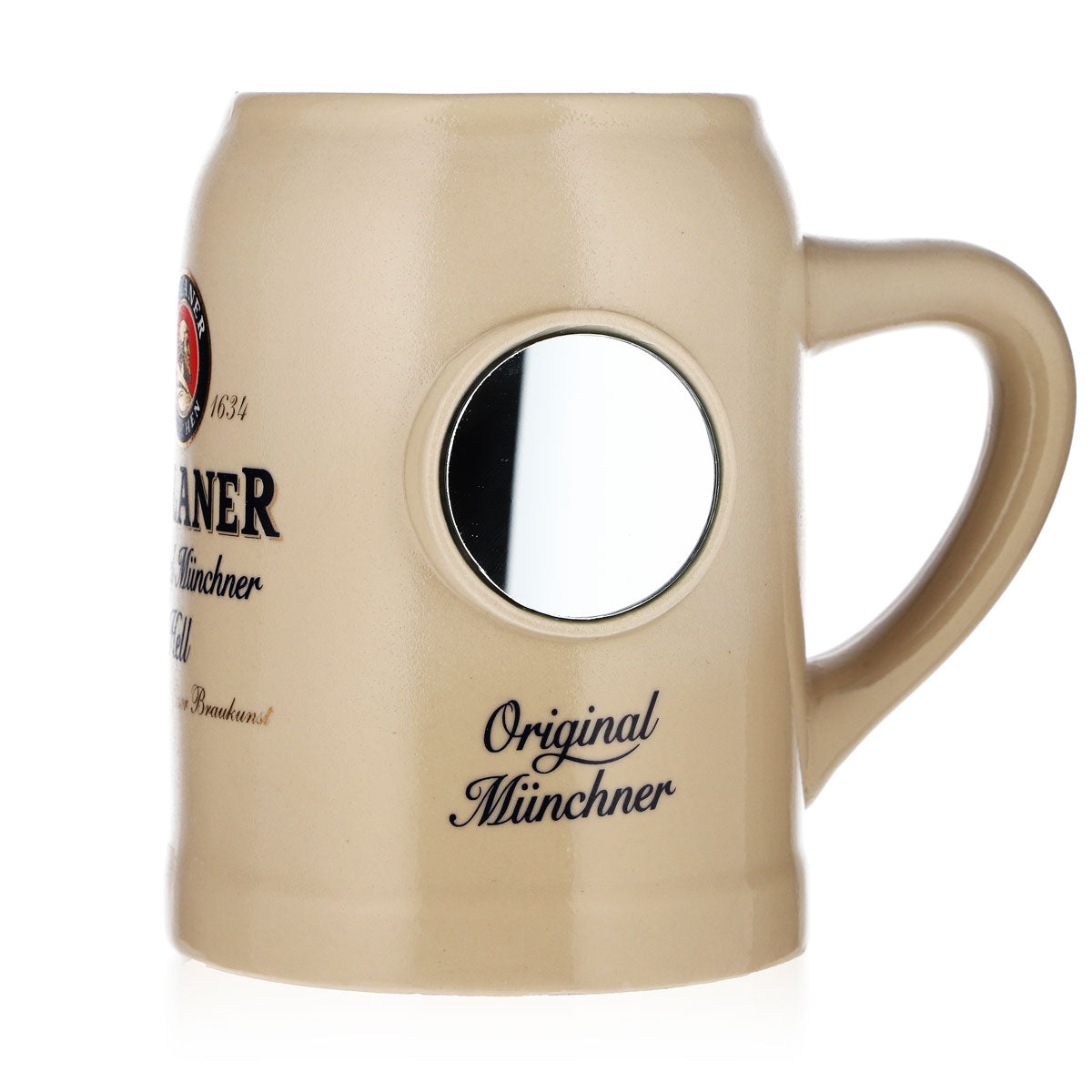 Paulaner Beer Glass, 0.5-liter Earthenware Mug with "Original Münchner" Design, Earthenware