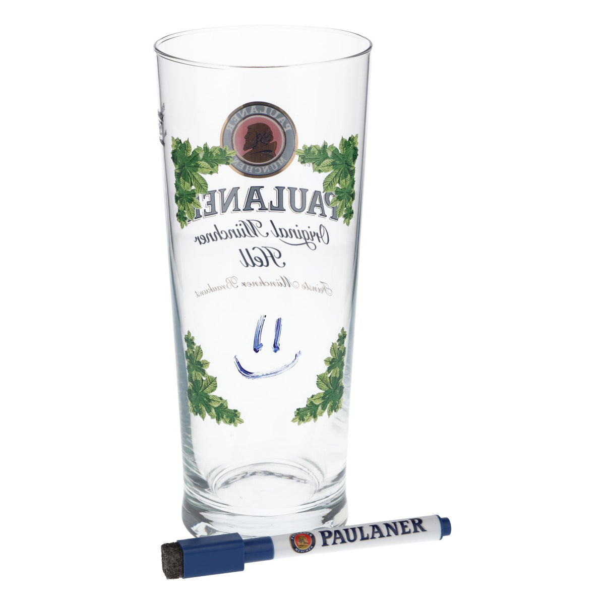Paulaner beer glass tumbler Munich 0.5l light graffiti glass with pen – View 4