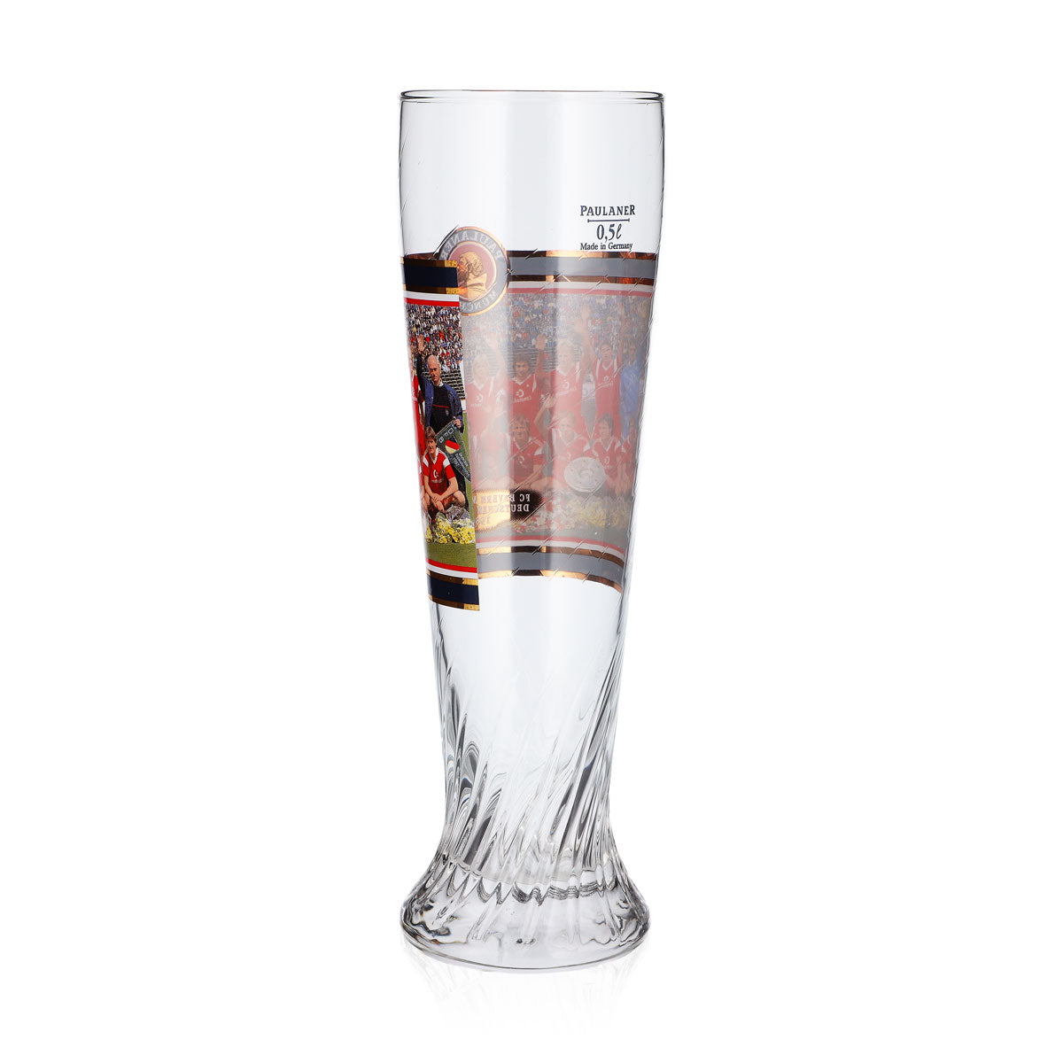 Paulaner Beer Glass, 0.5 L, FC Bayern Munich German Champion 1986 Relief – View 3