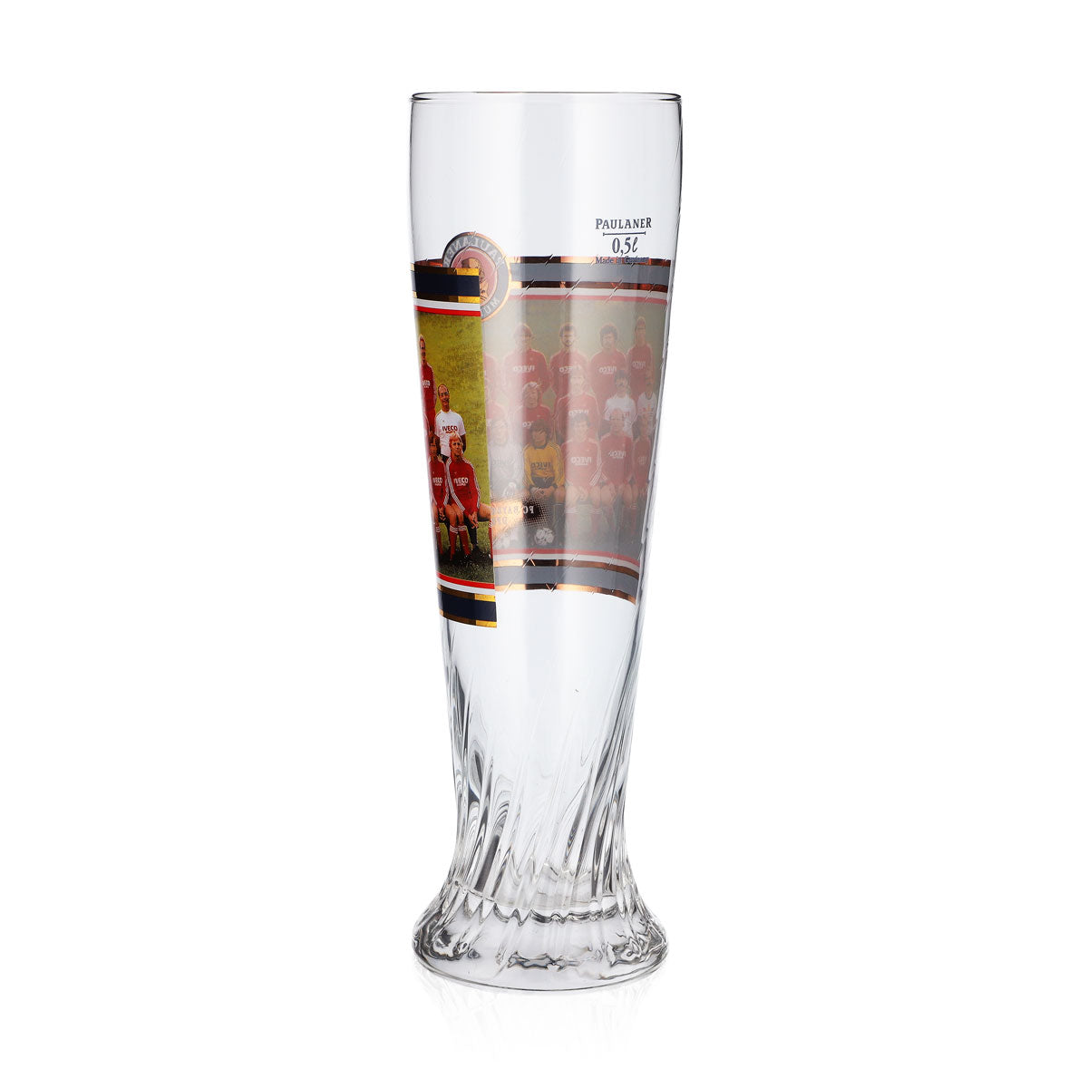 Paulaner Beer Glass, 0.5-liter Trophy, FC Bayern Munich German Champions 1982, Relief Design – View 3