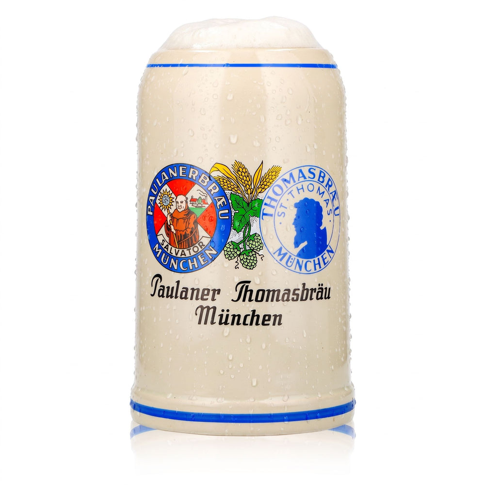 Paulaner Beer Glass, 1-Liter Earthenware Mug, Thomasbräu Munich, Rastal Earthenware
