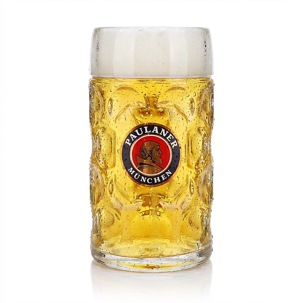 Paulaner beer mug - 1.0 l Punktseidel tankard with calibration mark for catering
