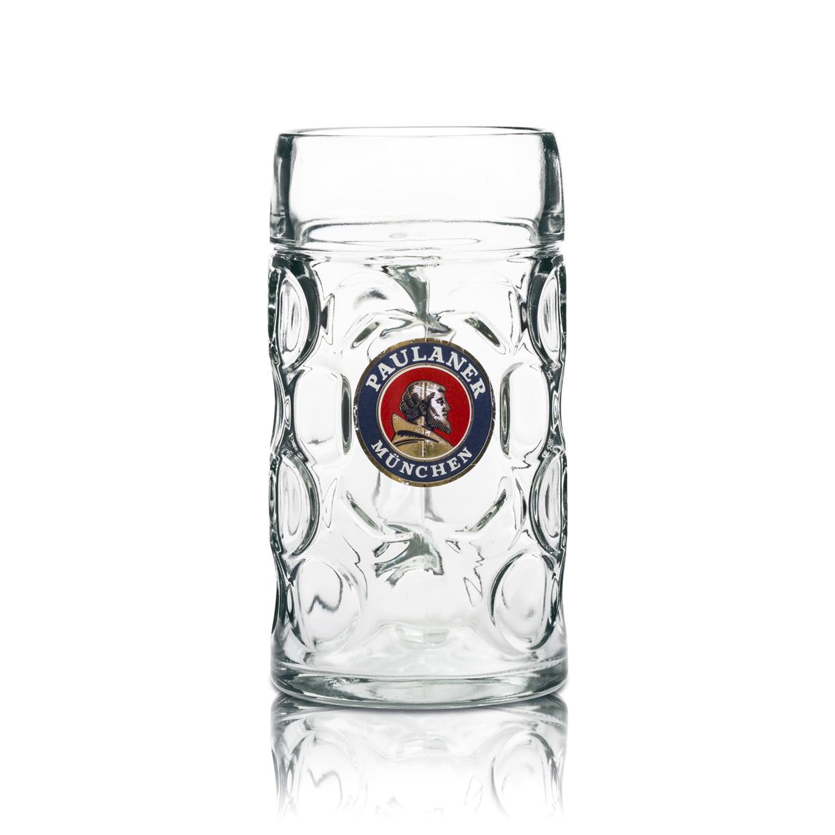 6x Paulaner beer mug glass B-WARE - 1l tankard glasses calibrated for catering – View 2