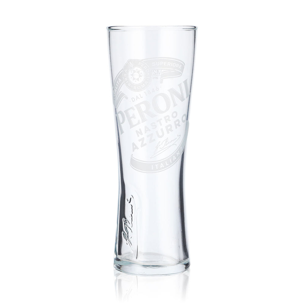 Peroni beer glass 0.2 l goblet glass "Nastro Azzuro" signature relief on the bottom