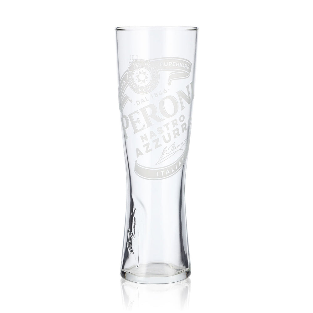 Peroni beer glass 0.3 l goblet glass "Nastro Azzuro" signature relief on the bottom