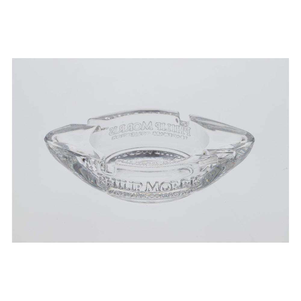 Philip Morris tobacco glass ashtray, lead crystal with relief
