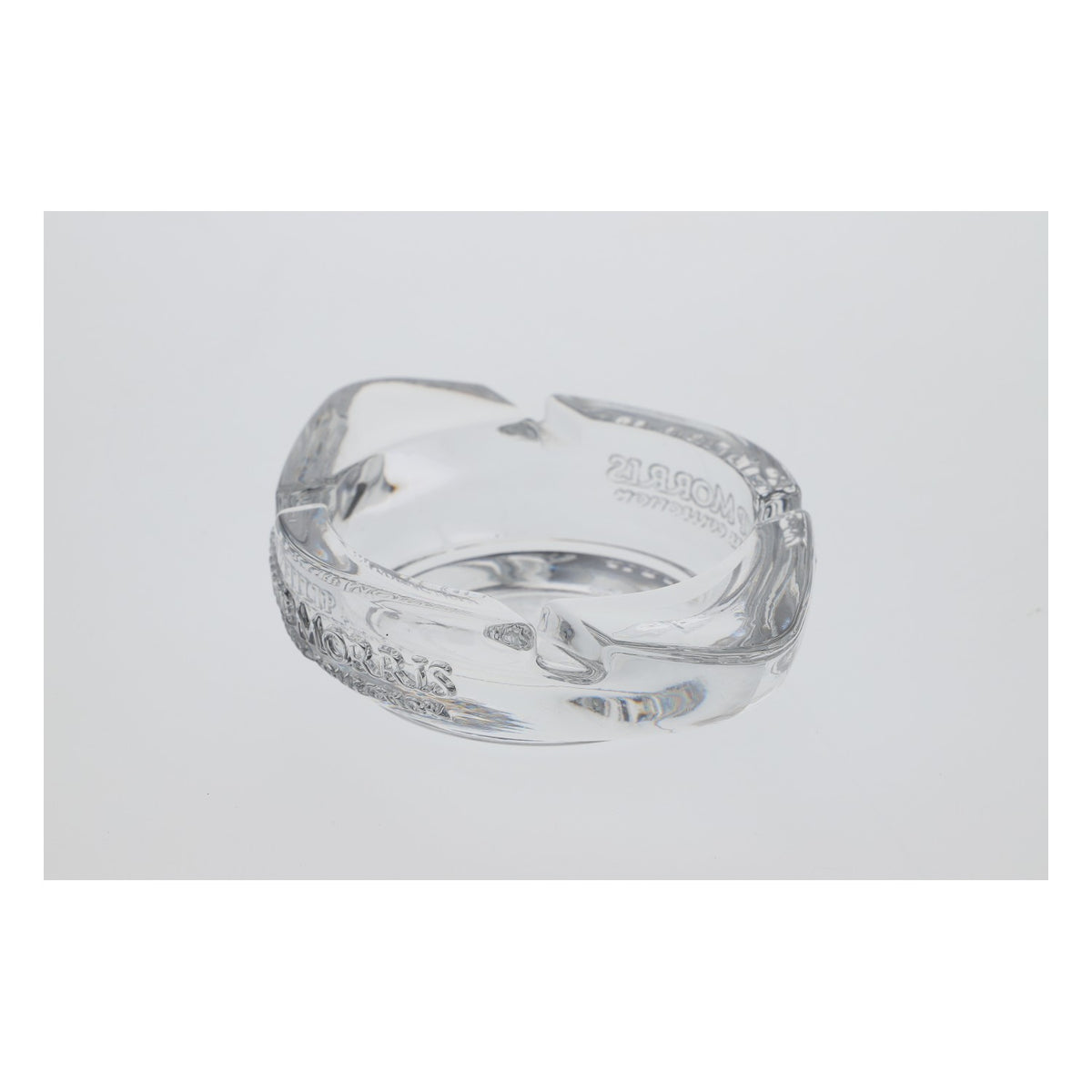Philip Morris tobacco glass ashtray, lead crystal with relief – View 3
