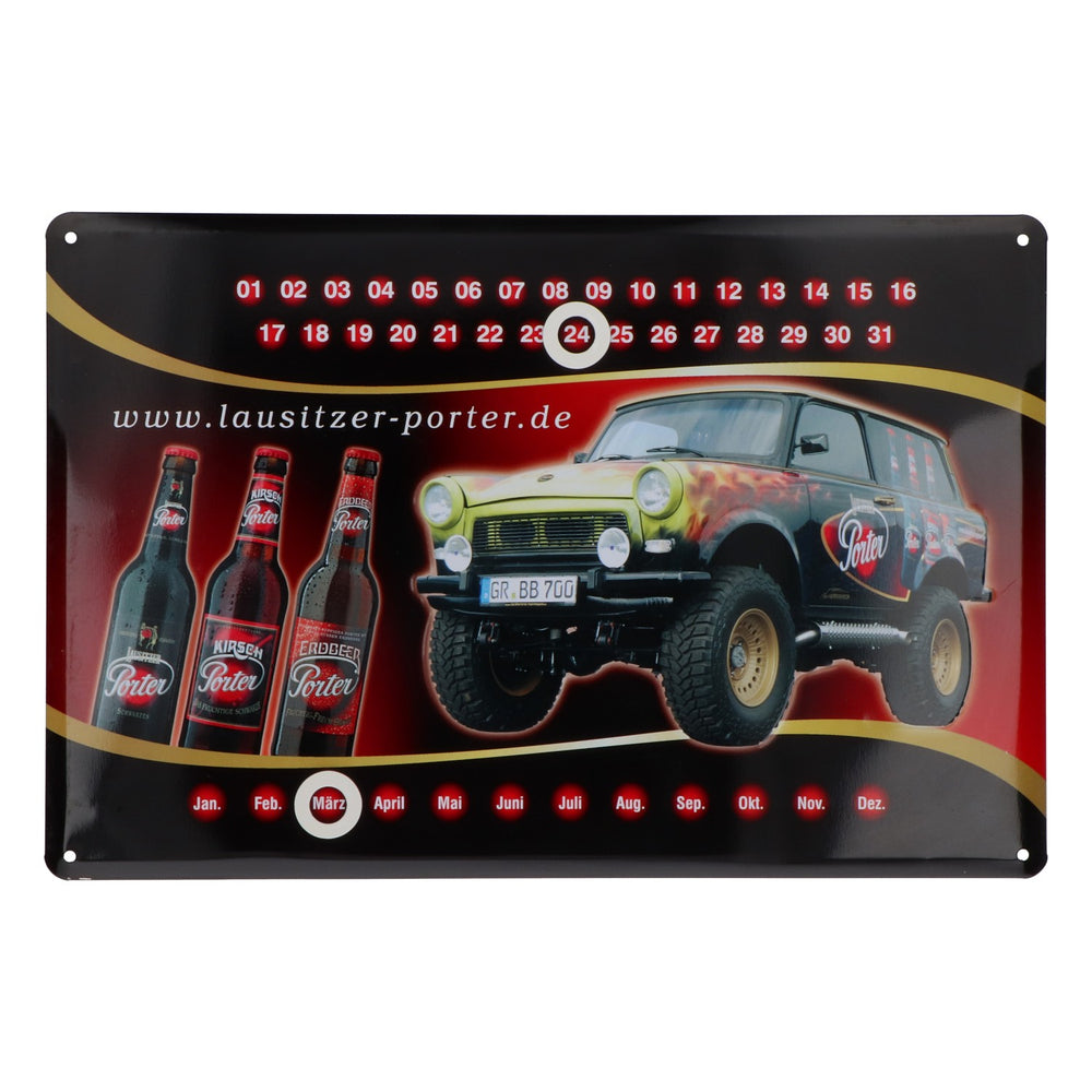 Porter Beer Metal Sign Perpetual Calendar Wall Decoration Trabant Truck