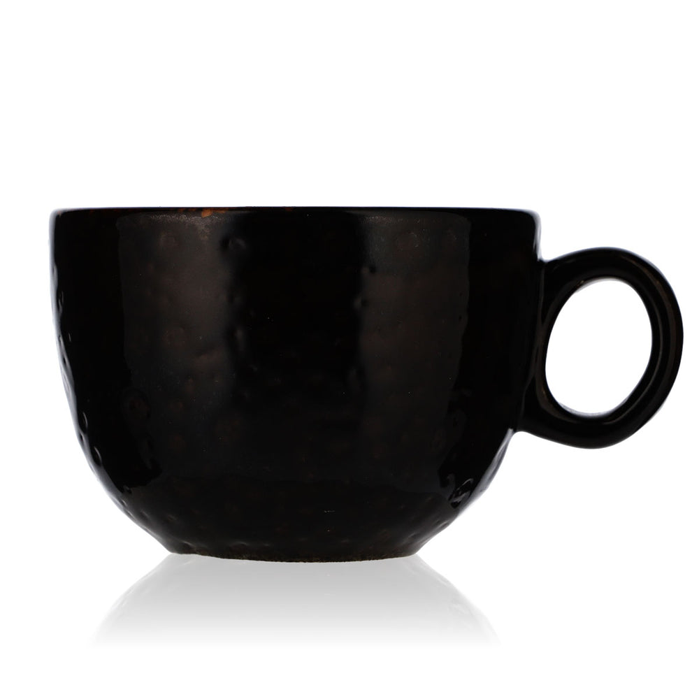 Porcelain coffee cup, latte mug with handle, matte black