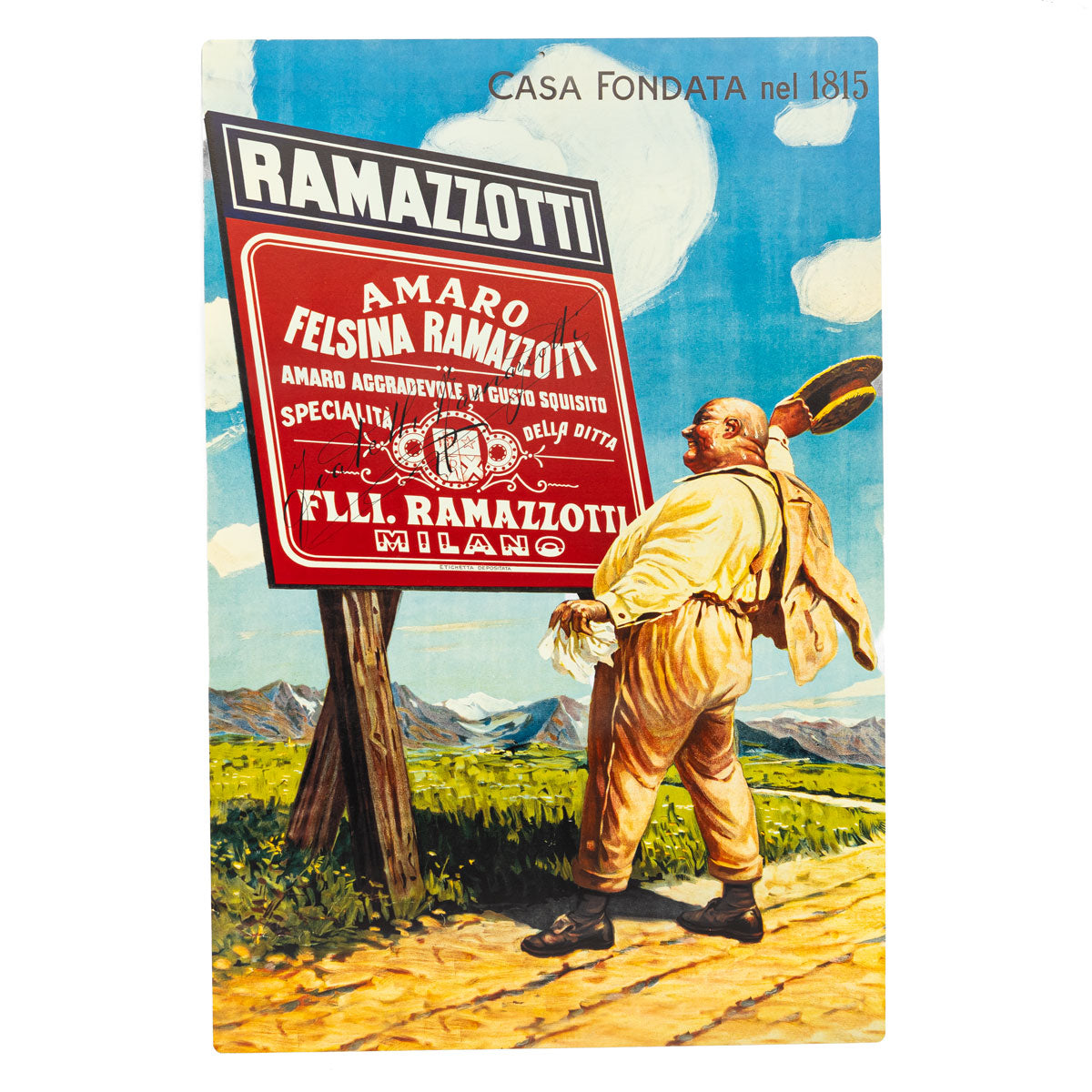 Ramazzotti liqueur tin sign wall decoration 60x40 cm man with sign