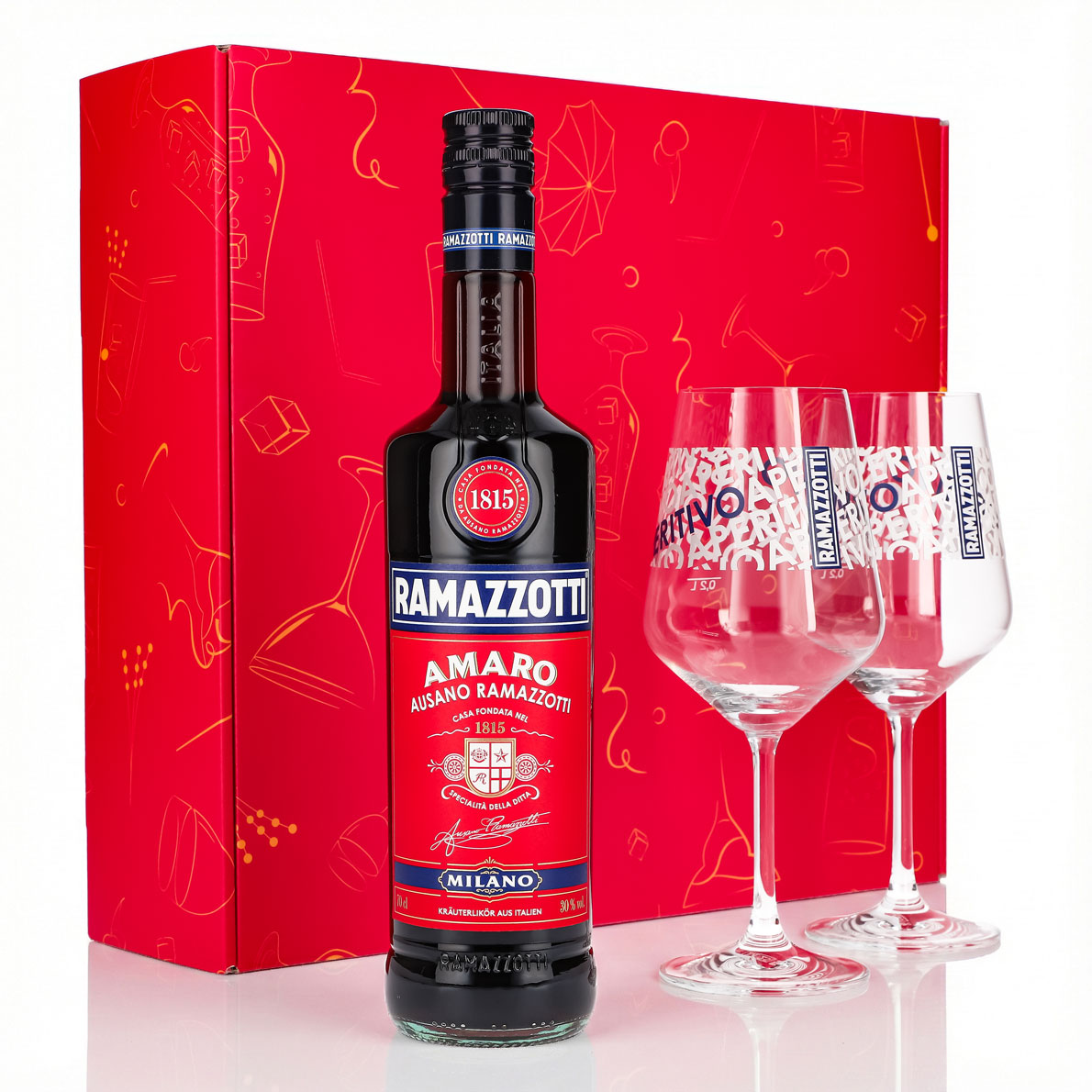 Ramazzotti Liqueur Gift Set 0.7l 30% + Balloon Glass I Pink