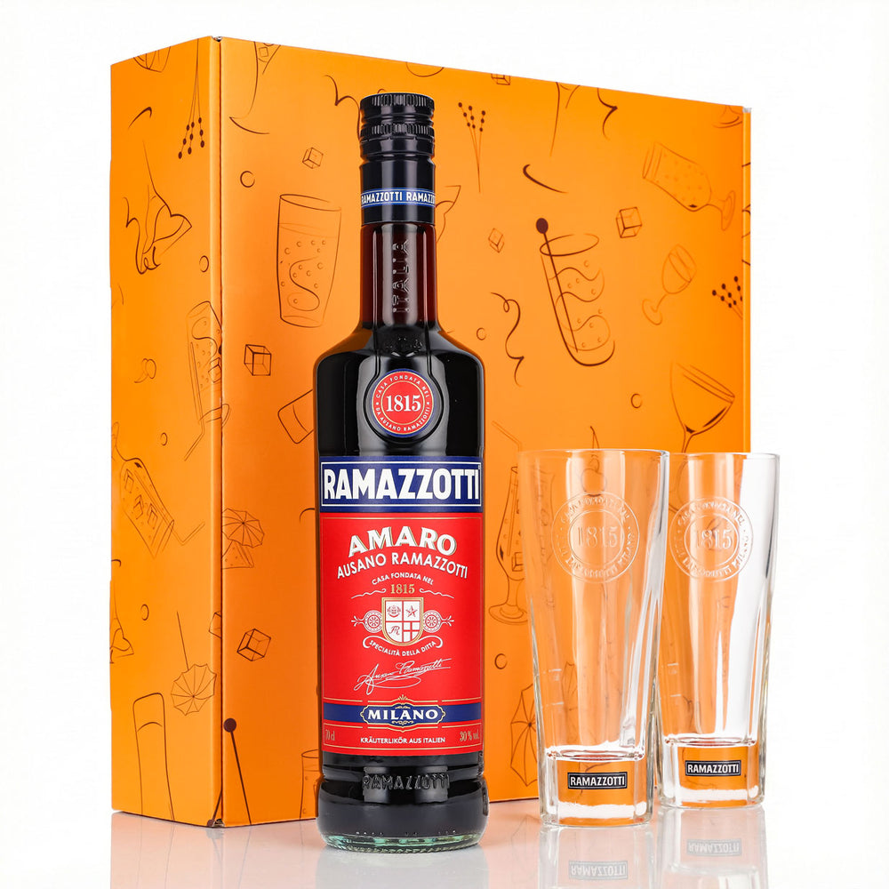 Ramazzotti Liqueur Gift Set 0.7l 30% + Long Drink Glass 1815 I Orange