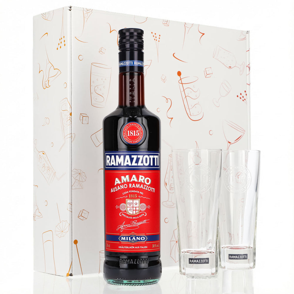Ramazzotti Liqueur Gift Set 0.7l 30% + Long Drink Glass 1815 I White
