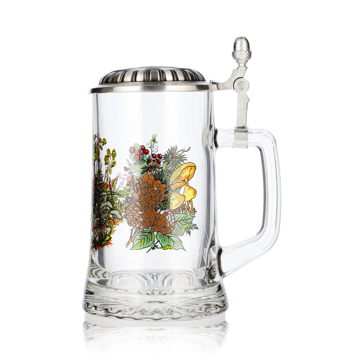 Rastal Beer Glass, 0.5-Liter Jug with Pewter Lid, Pheasant Design – View 5