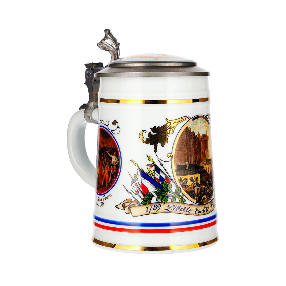 Rastal Beer Mug: French Revolution, Pewter Lid, Glass, Ceramic