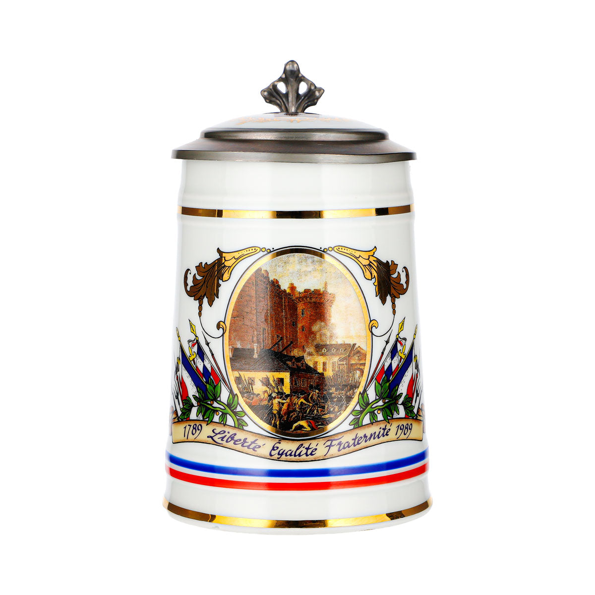 Rastal Beer Mug: French Revolution, Pewter Lid, Glass, Ceramic – View 2