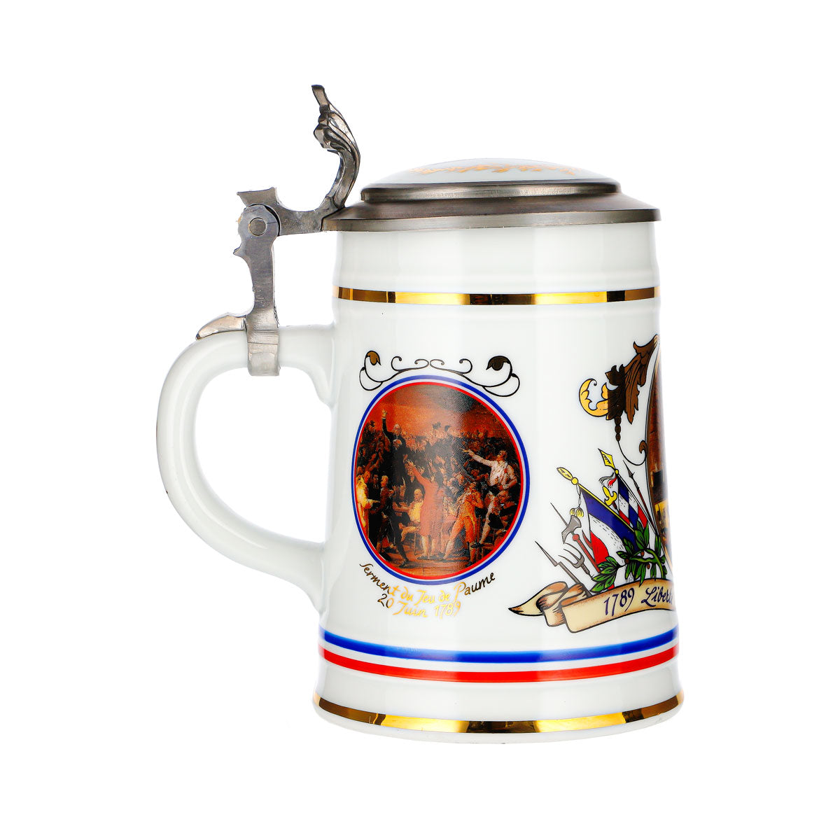 Rastal Beer Mug: French Revolution, Pewter Lid, Glass, Ceramic – View 3