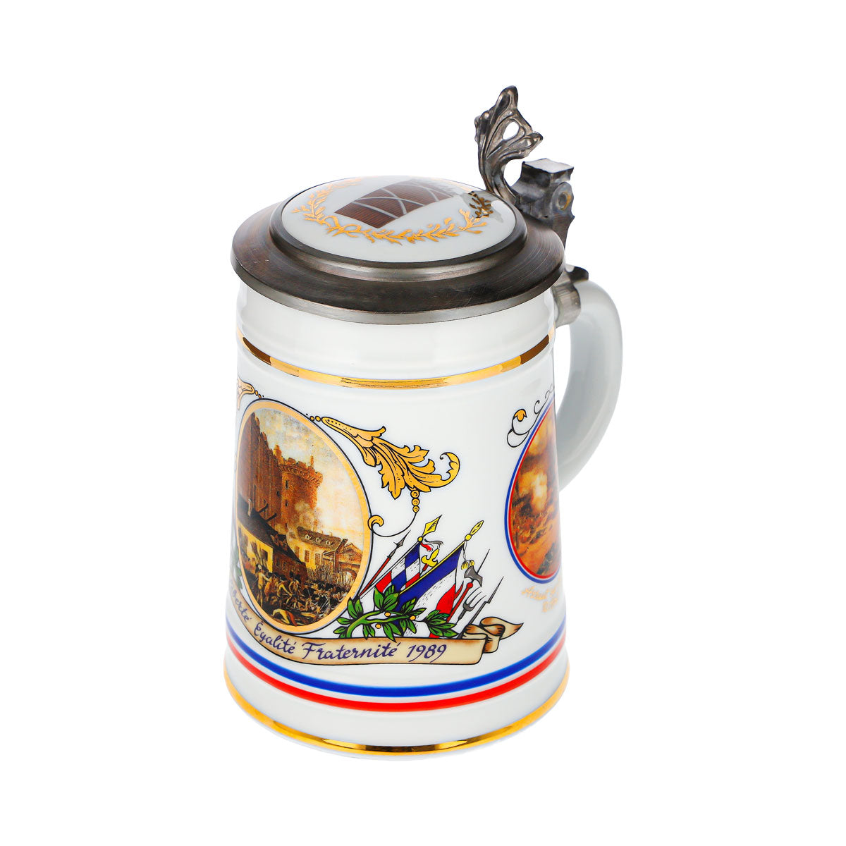 Rastal Beer Mug: French Revolution, Pewter Lid, Glass, Ceramic – View 6