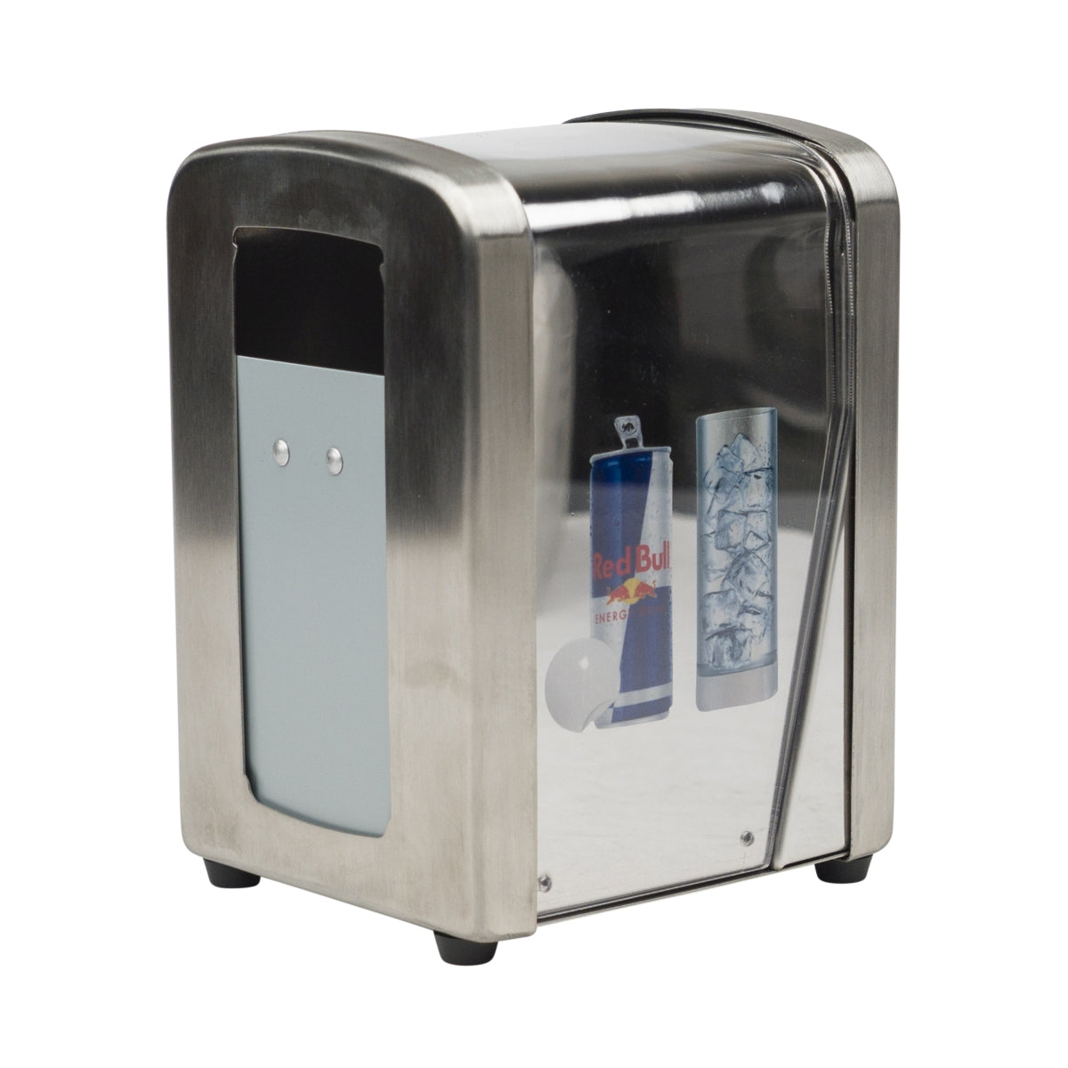 Red Bull Energy Napkin Dispenser Silver Metal Box Retro USA Holder Gastro Table