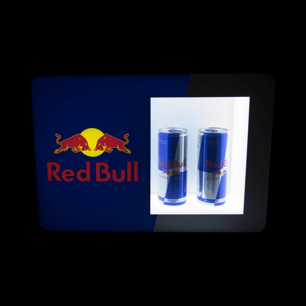 Red Bull illuminated sign Small illuminated kiosk display for 2 cans Glotifier