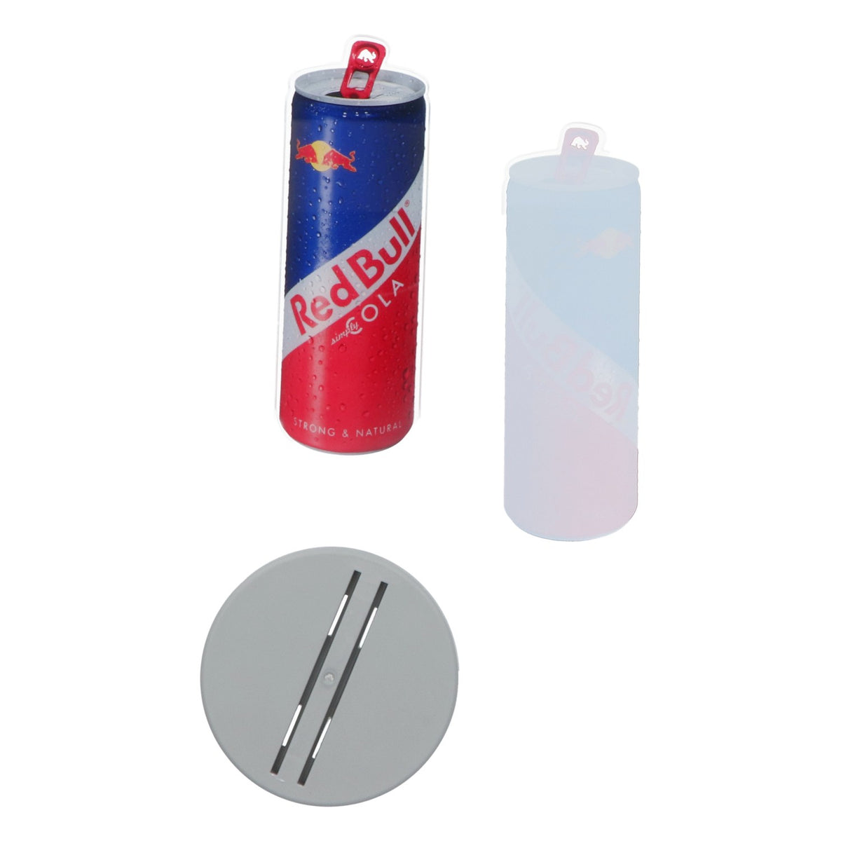 Red Bull table display stand, 2 cans, Simply Cola, flyer holder, card holder, advertising – View 3