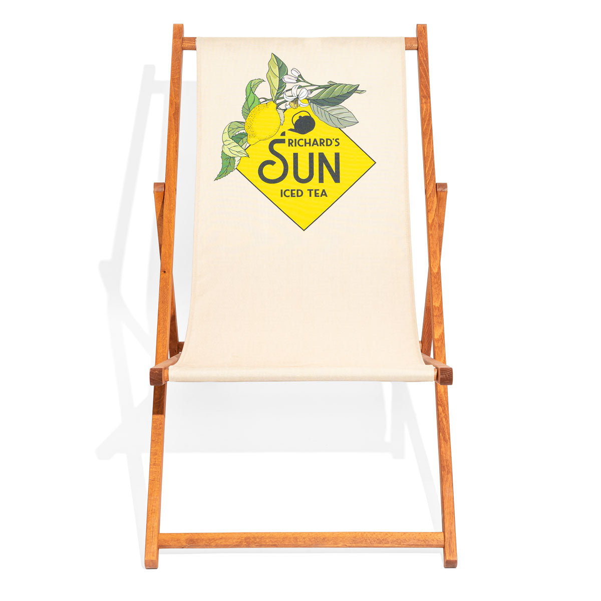 Richards Sun Iced Tea Deck Chair Beach Chair Beige Yellow Foldable Wood – View 2