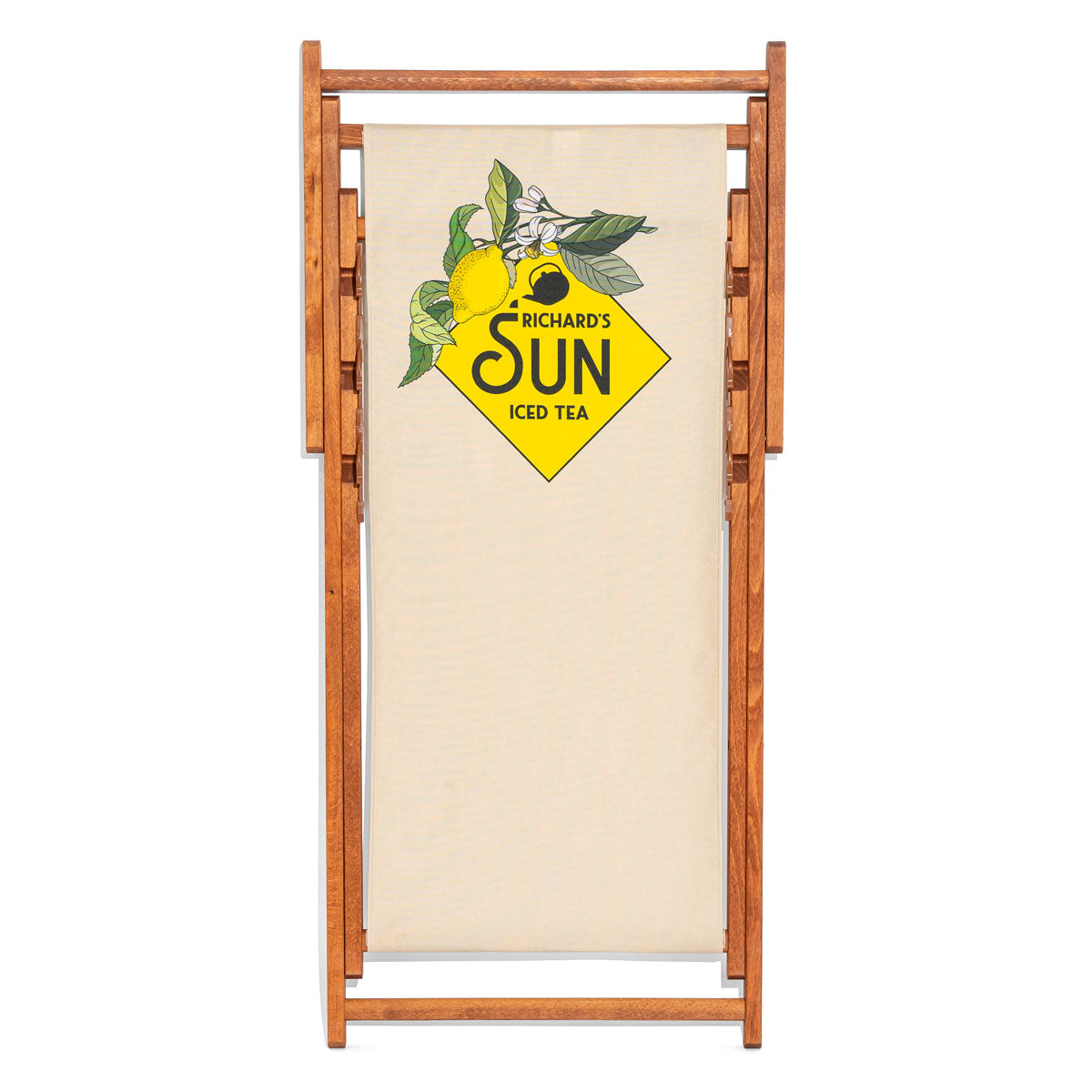 Richards Sun Iced Tea Deck Chair Beach Chair Beige Yellow Foldable Wood – View 6