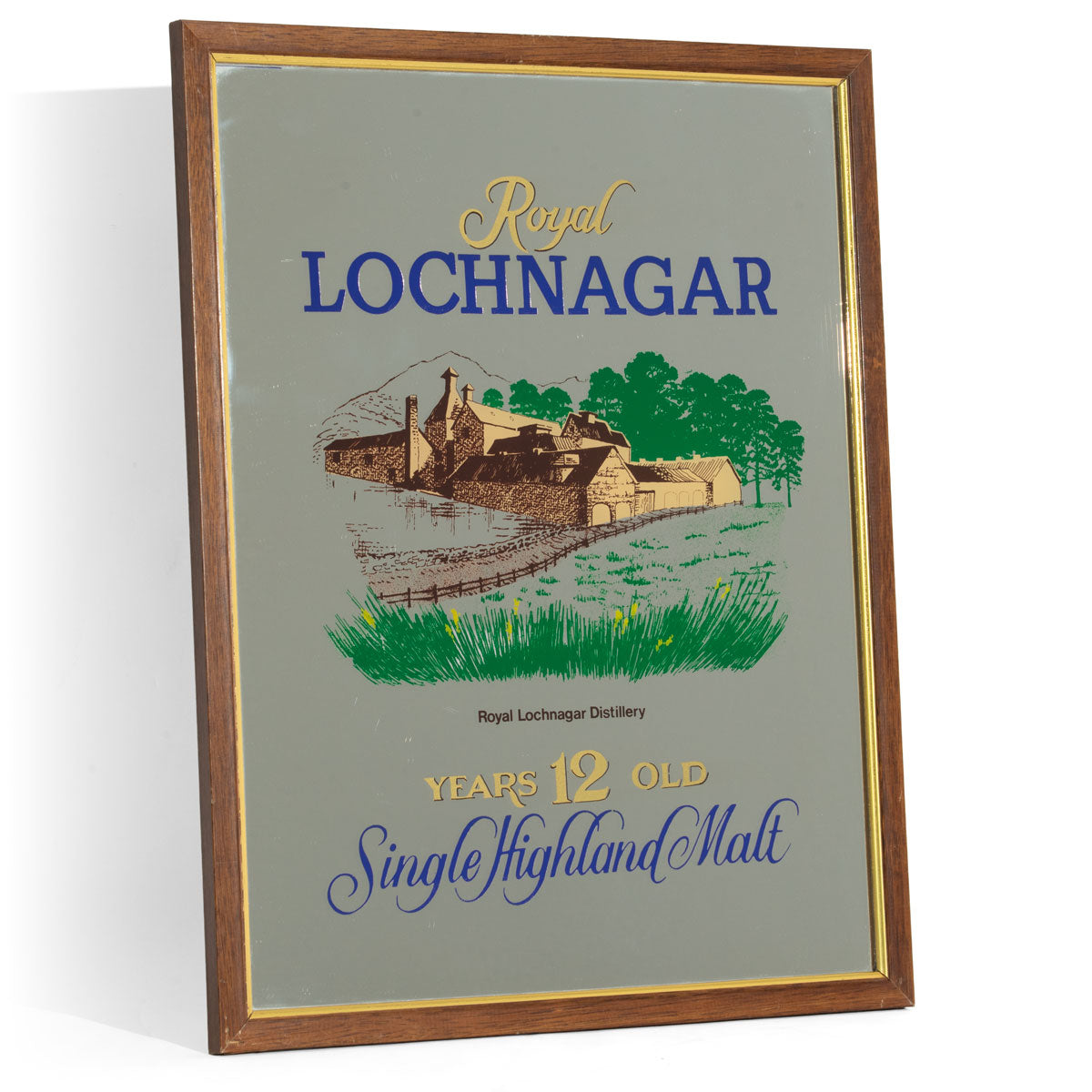 Royal Lochnagar Whiskey Mirror Advertising Mirror Bar Accessories Wall Decoration Brown Frame