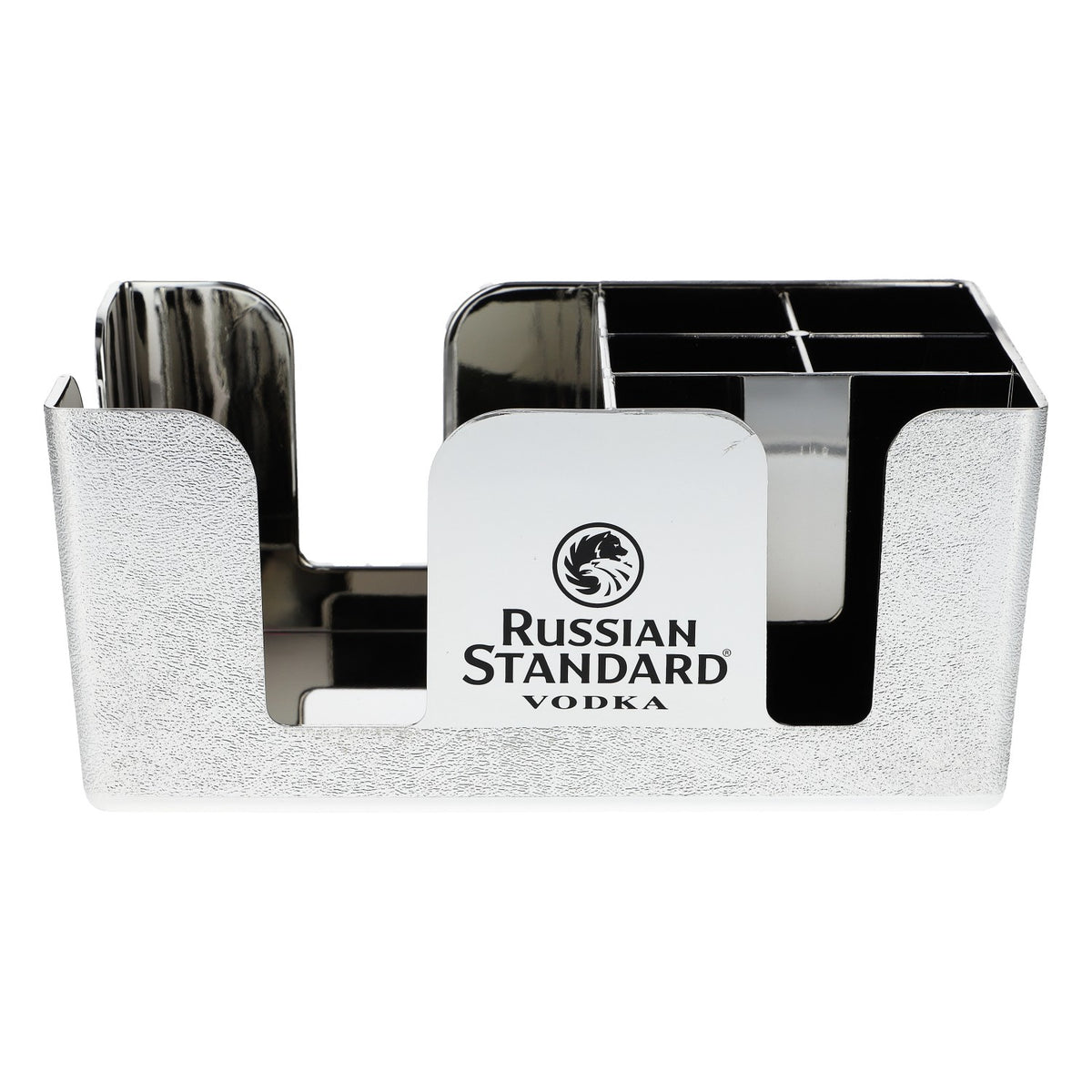 Russian Standard Vodka Barcaddy Chrome-Plated Napkin and Cutlery Holder, Silver – View 2