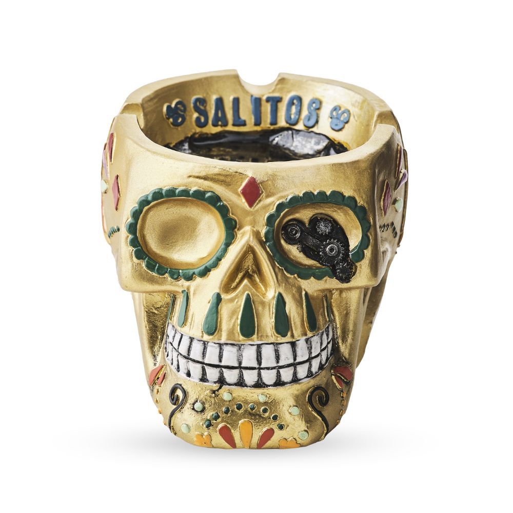 Salitos Gold Skull Ashtray for Bars & Beer