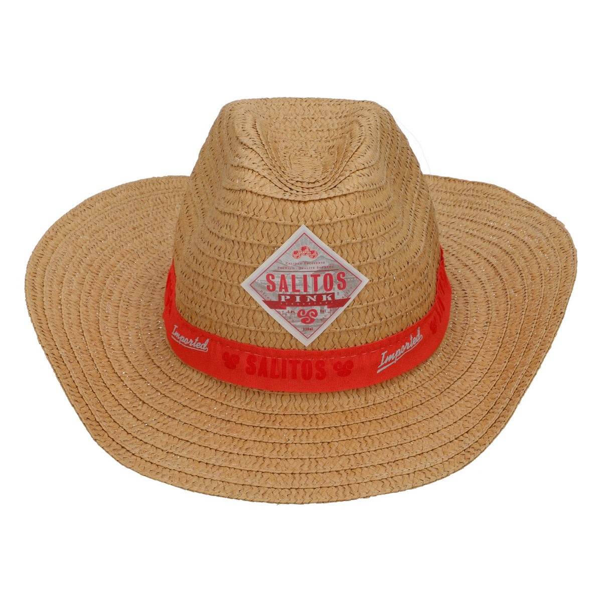 Salitos Beer Hat Real Straw Hat Summer Hat Vacation Hat Party Hat Pink Ribbon – View 2