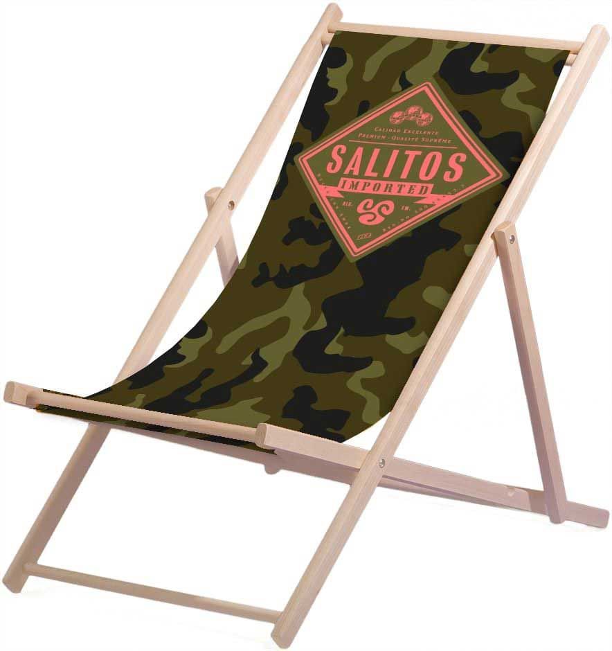 1 Salitos "Camouflage" beer deck chair made of beech wood (FSC) Height adjustable/foldable Load capacity up to 95 kg New