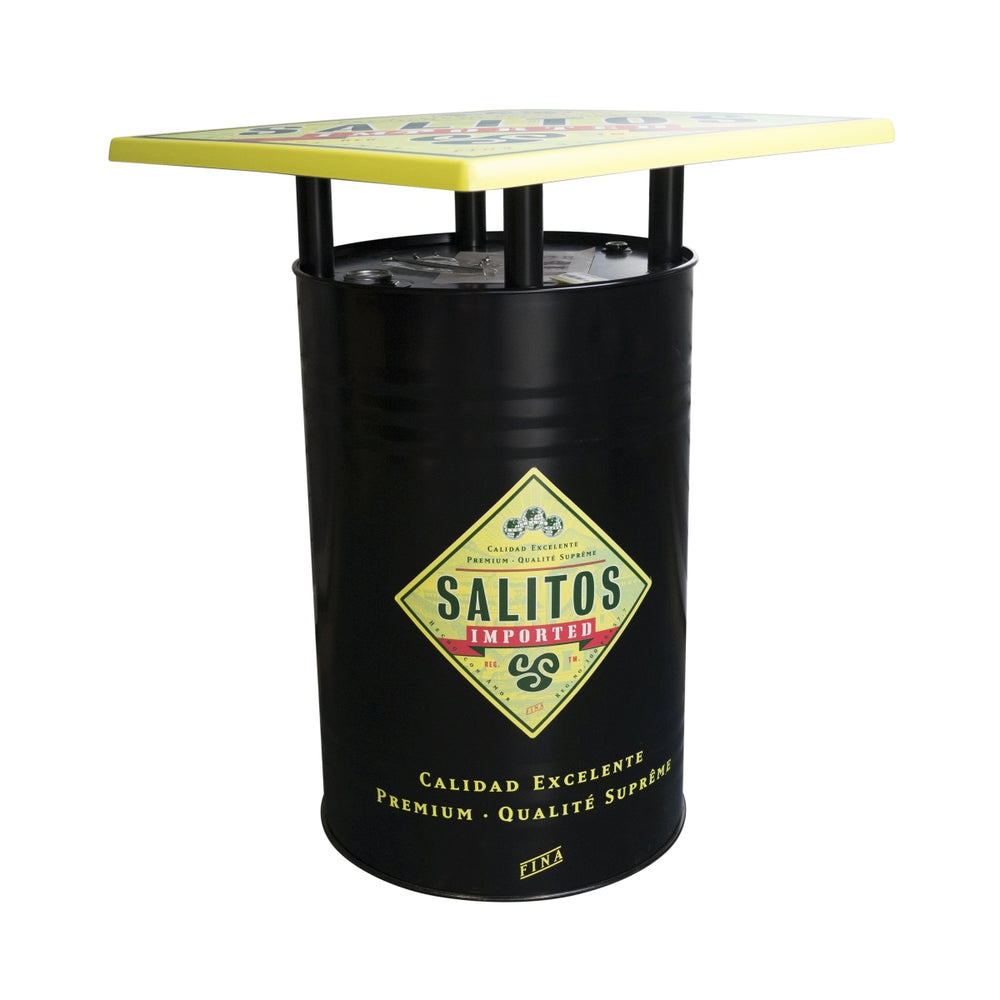 Salitos Bar Table Metal Barrel + Table Top Bistro Bar Display Shelf Catering