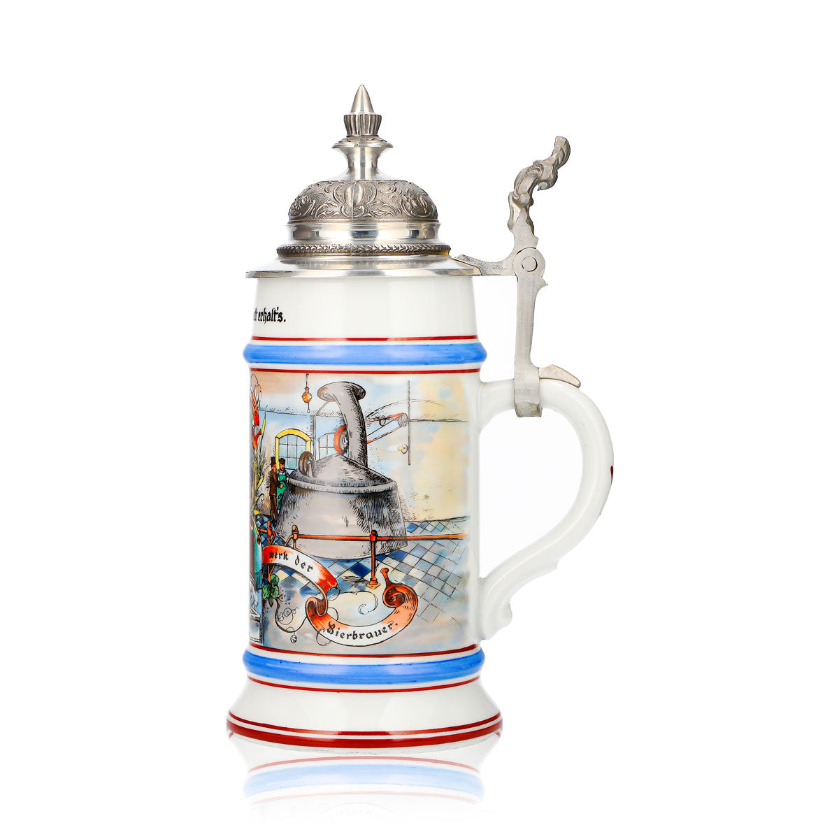 Collector's Beer Glass Clay Jug, 0.65 L, with Pewter Lid, Hops and Malt—God Bless It – View 5