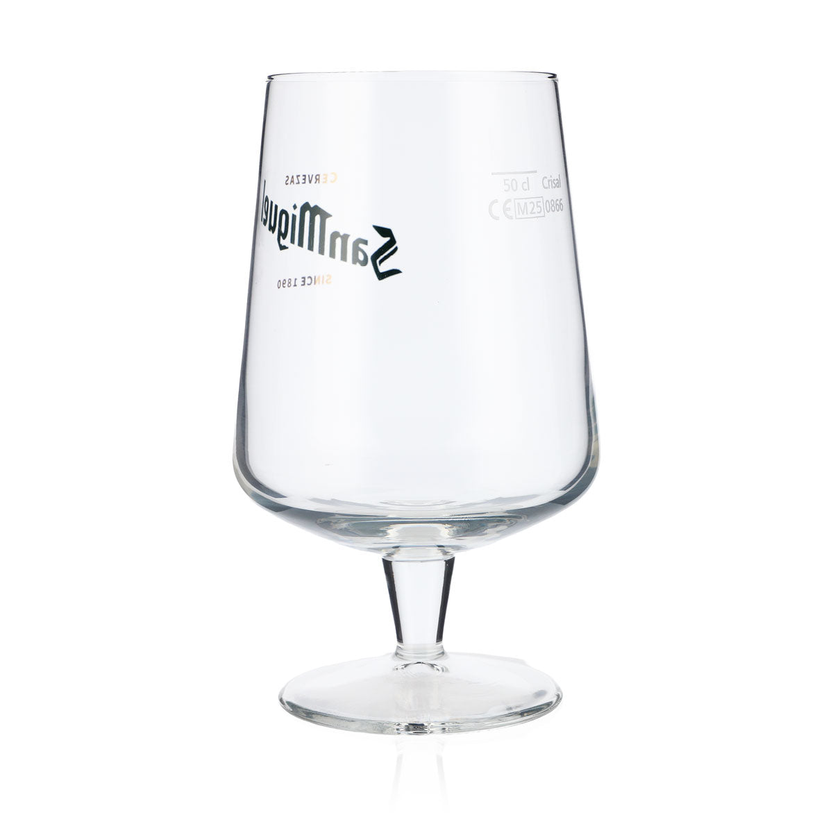 San Miguel Beer Glass Beer Glasses 0.5l Goblet Bulbous Design Green Logo – View 3