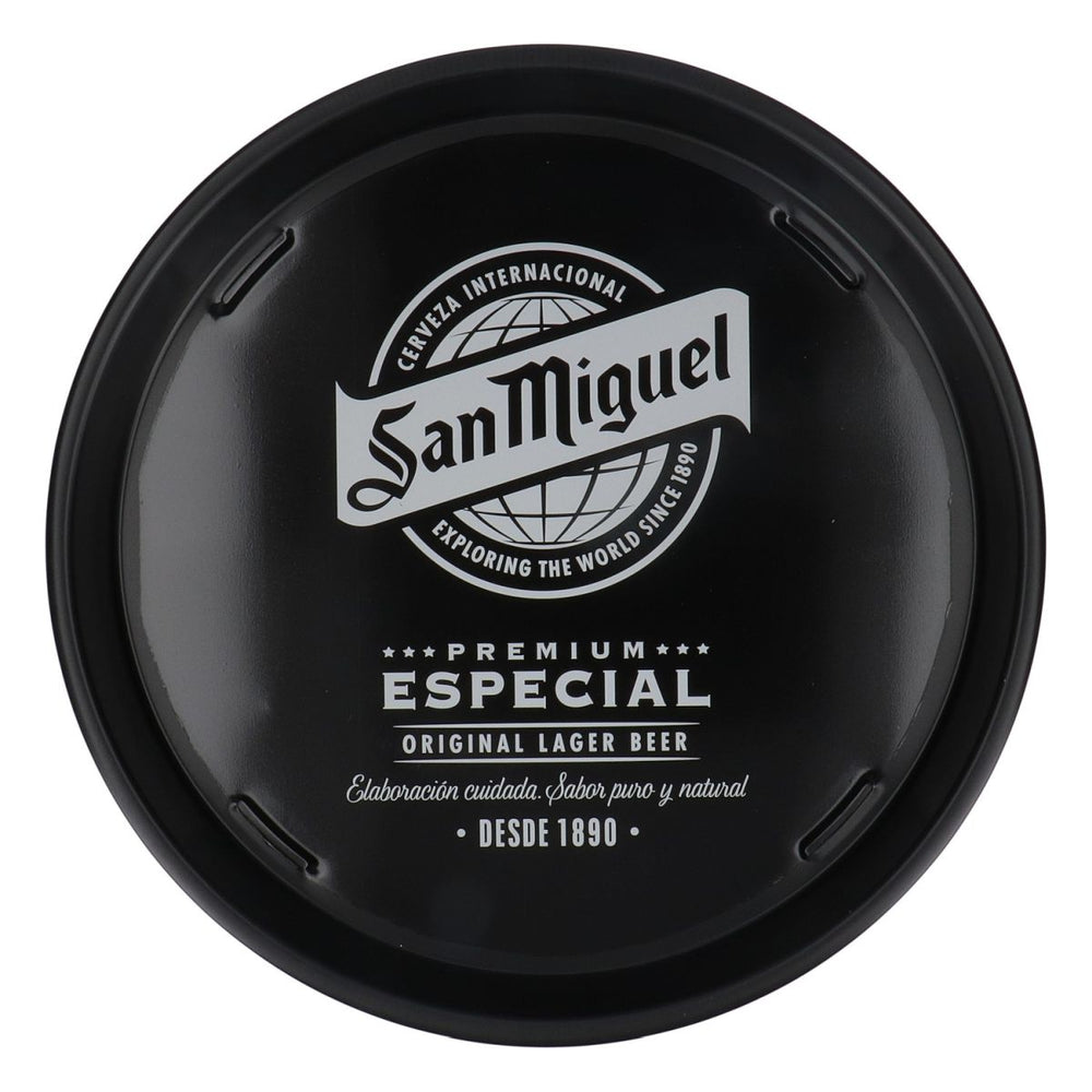 San Miguel Beer Full Metal Serving Tray Waiter's Tray Black Round