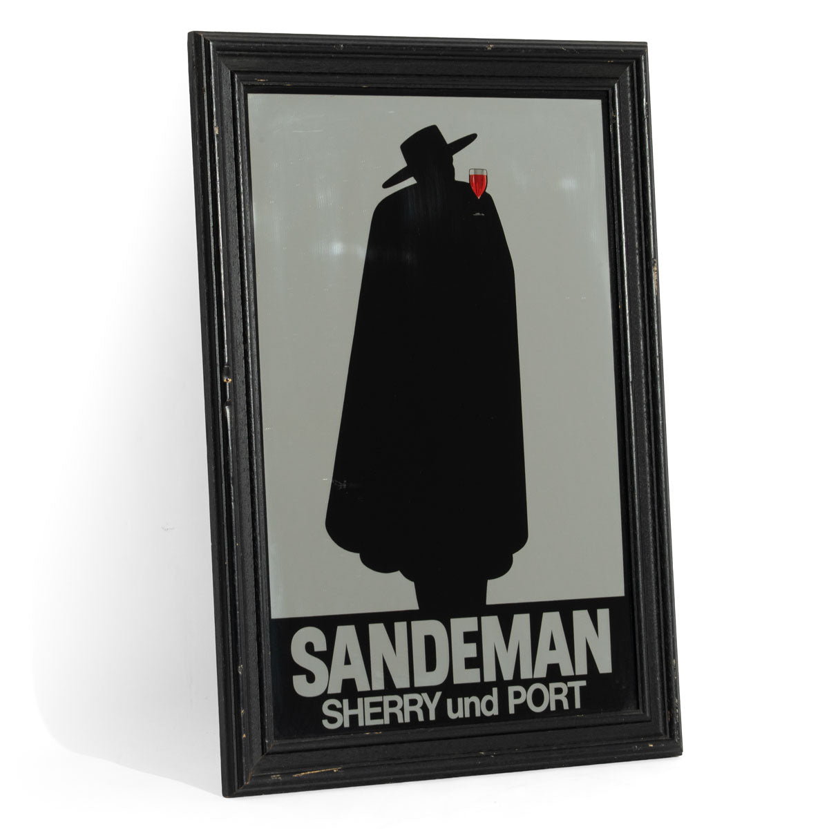 Sandeman Wine Mirror Advertising Mirror Bar Accessories Black Frame "Sherry and Port"