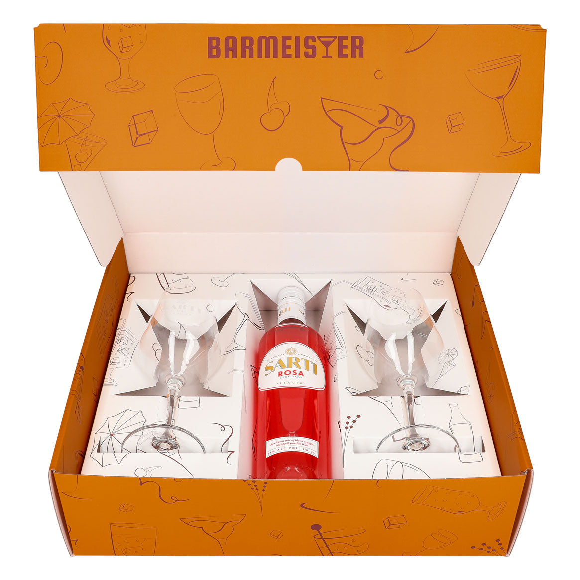 Sarti Spritz Geschenkset 0,7l Flasche 14,0 % Vol. + Spritzgläser–Orange – Ansicht 2