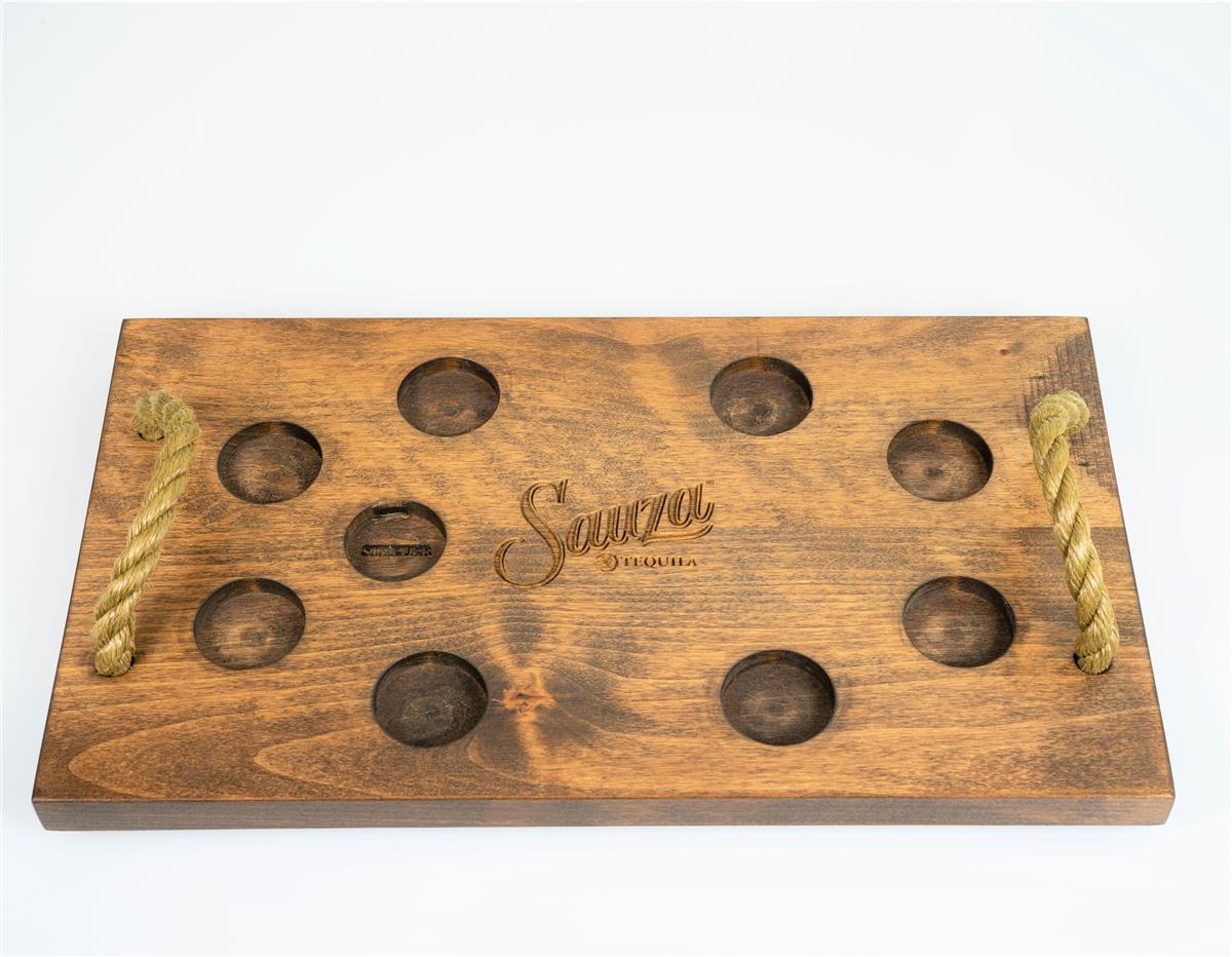 Sauza Tequila Tray Serving Tray Real Wood Tray for Shot Glasses – View 2