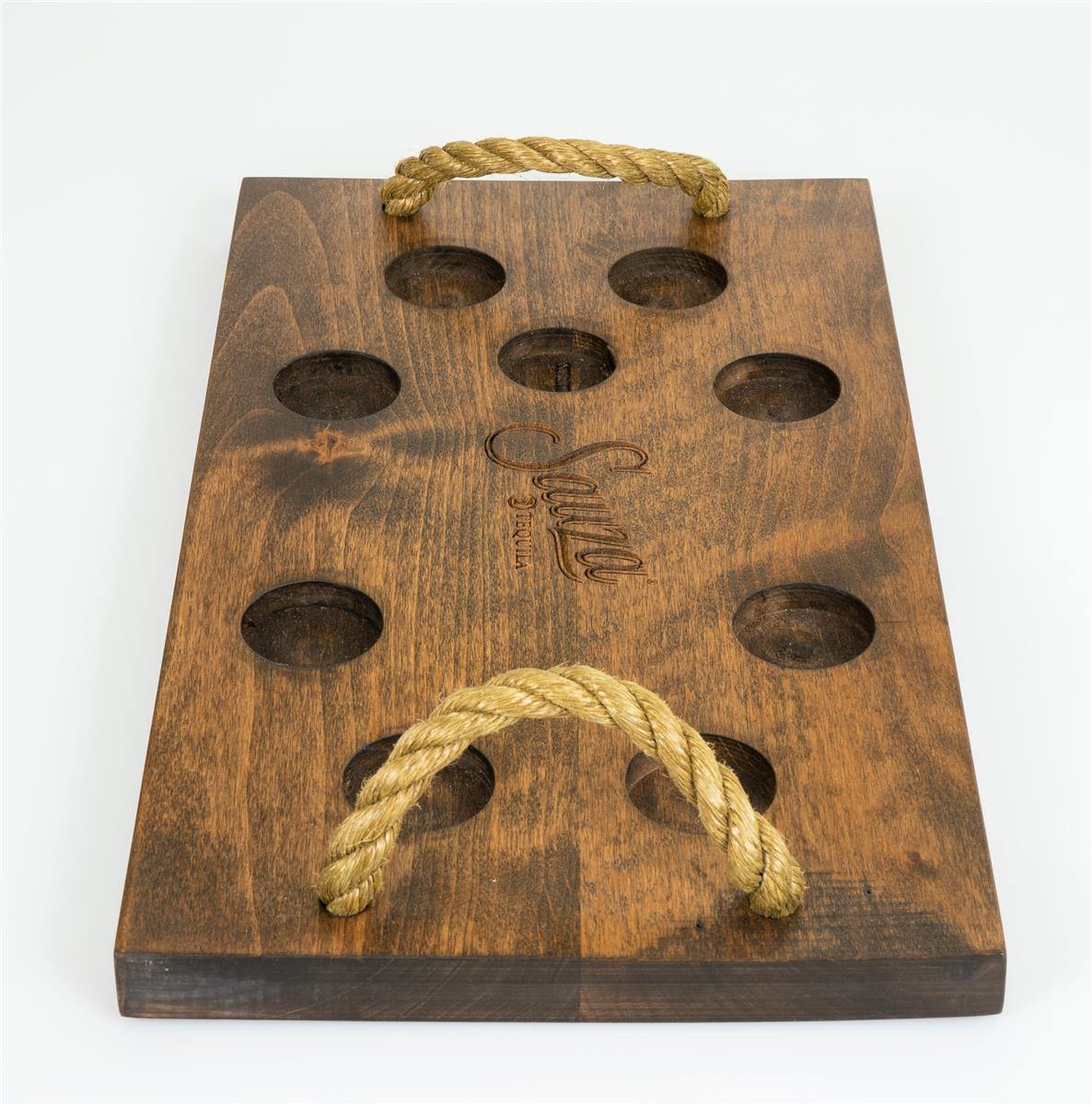Sauza Tequila Tray Serving Tray Real Wood Tray for Shot Glasses – View 3