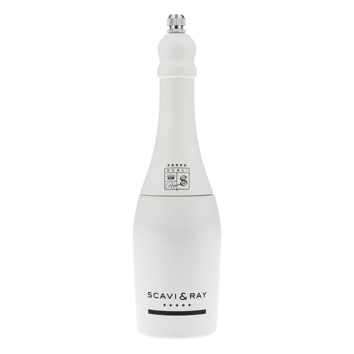 Scavi & Ray Prosecco real wood salt mill, single, in white, bottle design