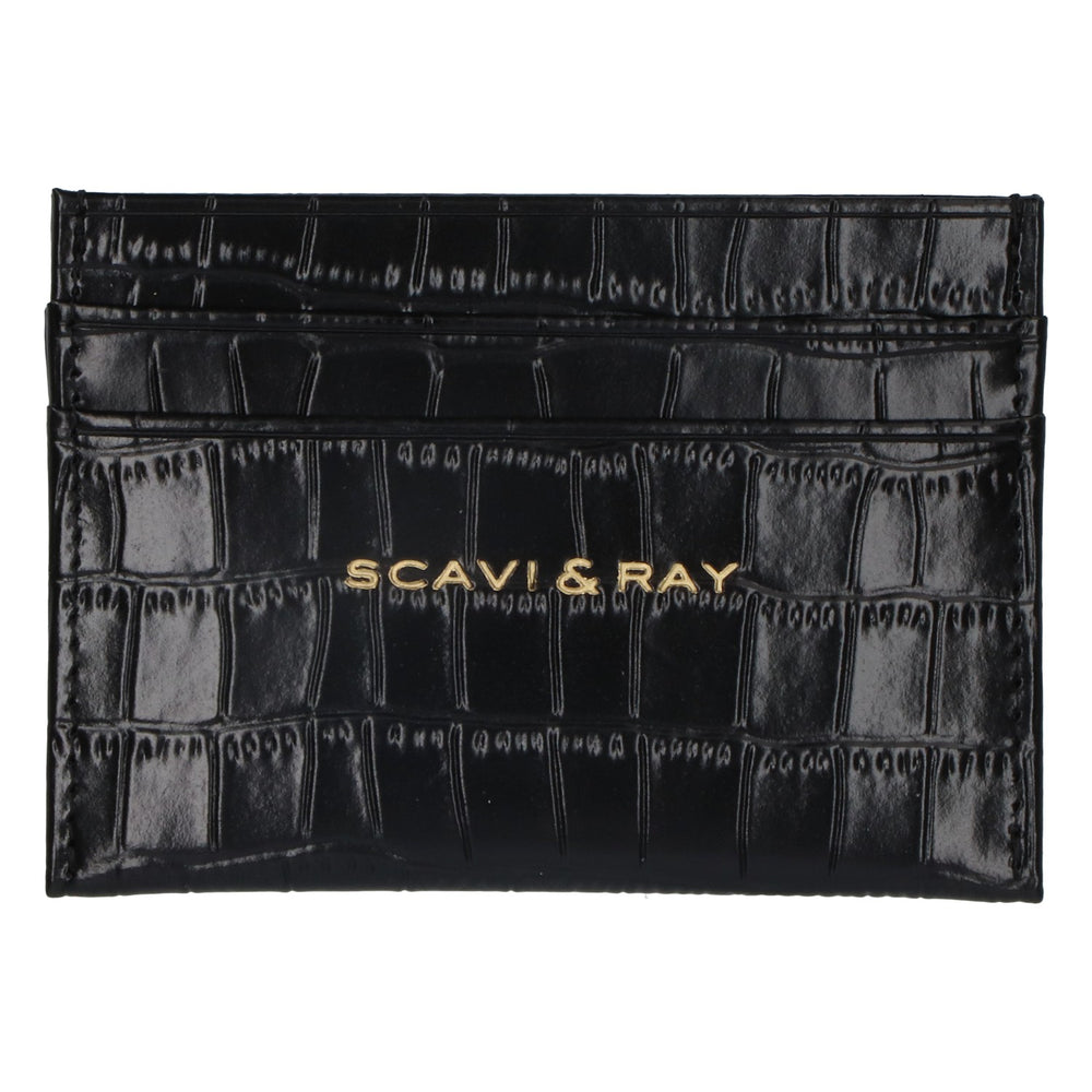 Scavi & Ray Sparkling Wine Credit Card Holder Black Wallet Business Card Holder Crocodile Look