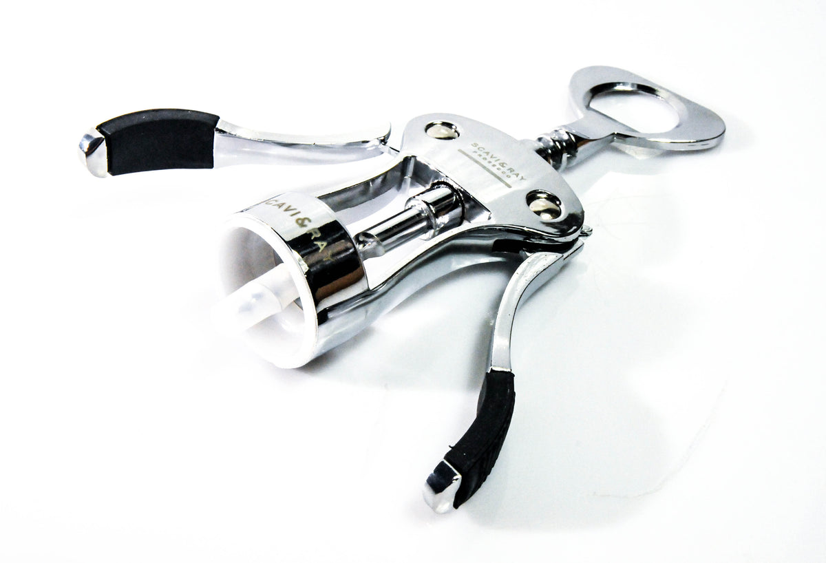 Scavi & Ray Sparkling Wine Bottle Opener Corkscrew Silver Stainless Steel with White Logo
