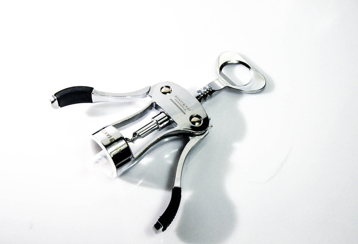 Scavi & Ray Sparkling Wine Bottle Opener Corkscrew Silver Stainless Steel with White Logo – View 2