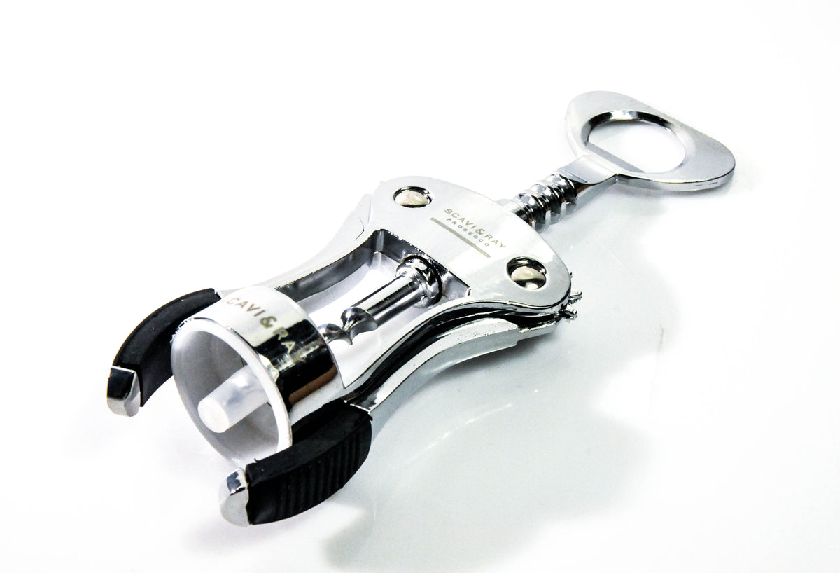Scavi & Ray Sparkling Wine Bottle Opener Corkscrew Silver Stainless Steel with White Logo – View 4