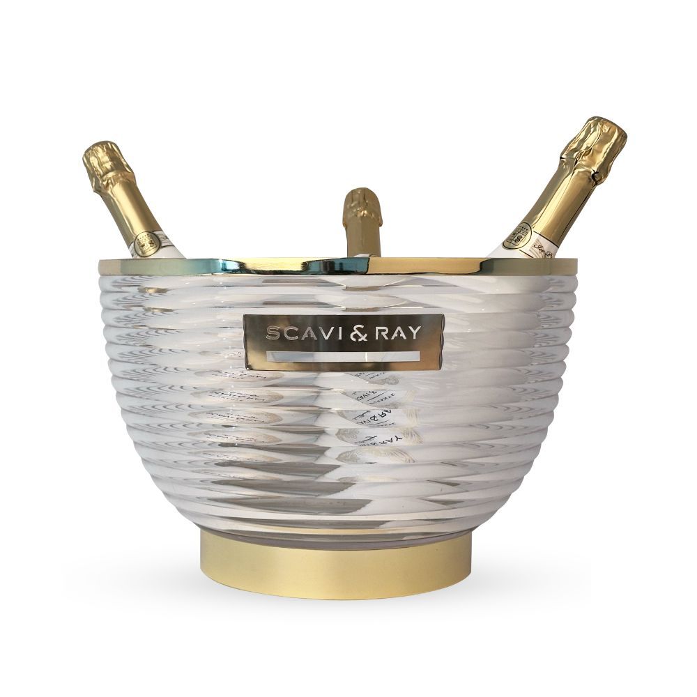 Scavi & Ray Sparkling Wine Cooler Bottle Cooler Icecube LED incl. power supply unit gold rim – View 3