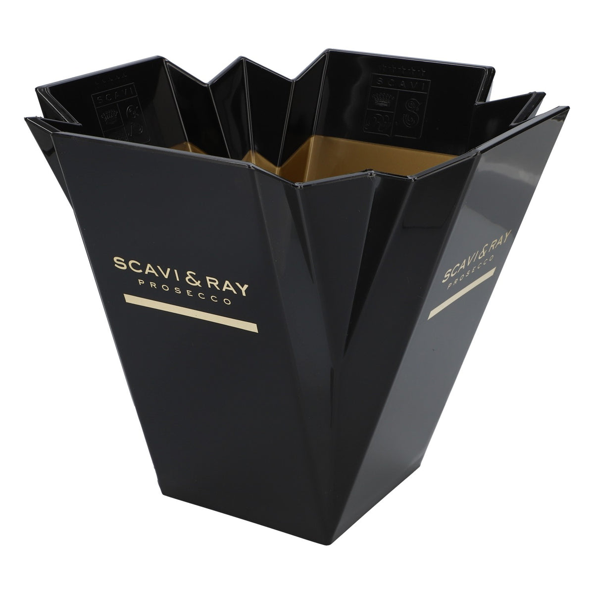 Scavi & Ray Champagne Cooler Bottle Cooler Single Black/Gold Folded Treviso – View 2