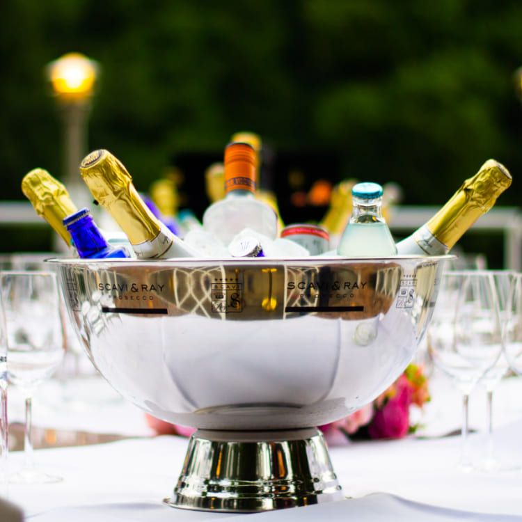Scavi & Ray Sparkling Wine Cooler Metal Bowl Tub Ice Box Ice Cubes Bottles Silver Cool – View 4