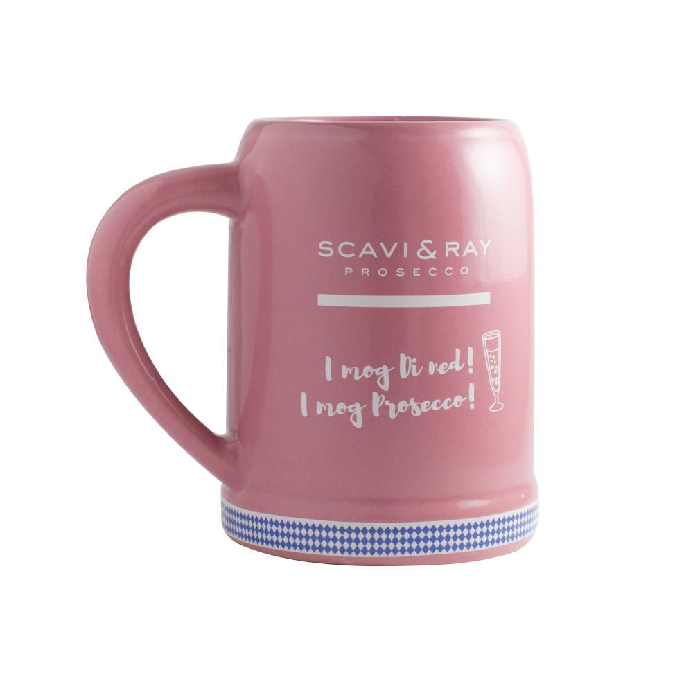 Scavi & Ray Pink Folk Festival Ceramic Jug, 0.45 L, Prosecco and Champagne Glasses