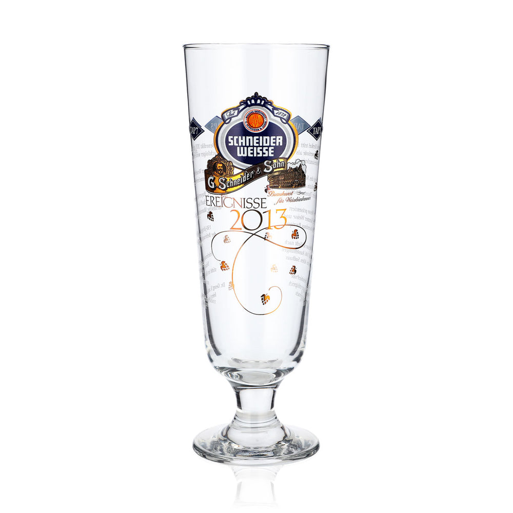 Schneider Weisse Beer Glass, 0.5 L, "Events 2013" Trophy, cream